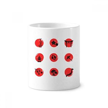 Imagem de Mapa da cultura japonesa abstrata escova escova de dentes copo de cerâmica branca 355 ml