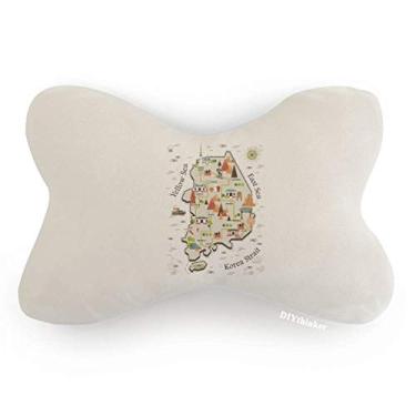Imagem de DIYthinker Almofada de apoio de cabeça para decoração de pescoço com mapa de viagem da Coreia do Sul