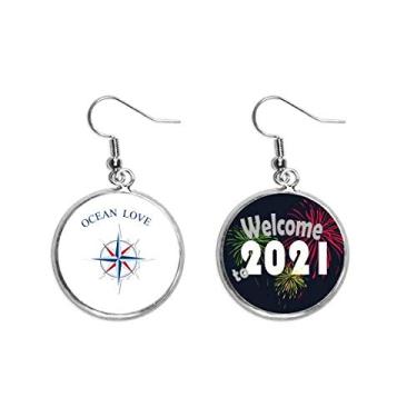 Imagem de Bússola Ocean Love Sea Sailing Pattern Ear Pendants Jewelry 2021 Blessing