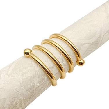 Imagem de Anel de guardanapo para decoração de mesa de banquete, guardanapo, círculo, moderno, simples, duplo, argola de guardanapo de metal, 24 peças, anel de guardanapo de decoração de mesa (cor: prata tamanho: 24 peças) - 24 pçs_Gold Up