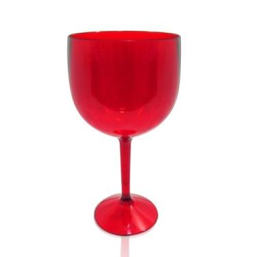 Imagem de Conjunto de 8 Taças Acrílicas para Vinho, Água e Gin 550ml KrystalON Vermelha