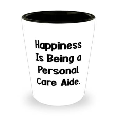Imagem de Happiness Is Being a Personal Care Aide. Copo de shot para cuidados pessoais, copo de cerâmica para auxiliar de cuidados pessoais