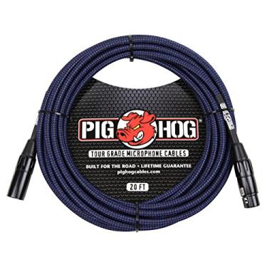 Imagem de Pig Hog PHM20BBL Cabo de microfone XLR de alto desempenho preto/azul, 60 metros