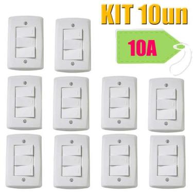 Imagem de Kit 10Un 3 Interruptor Simples 10A Lux2 Branco - Tramontina