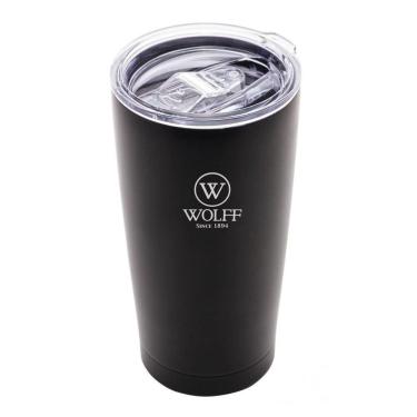Imagem de Copo Térmico Aço Inox Preto C/Parede Dupla e Tampa 600ml Wolff