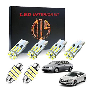 Imagem de D15 Lighting Kit de luz interior LED acessórios para Honda Civic 6000k 2006-2021 branco mapa cúpula porta-malas lâmpadas de matrícula (6 peças)