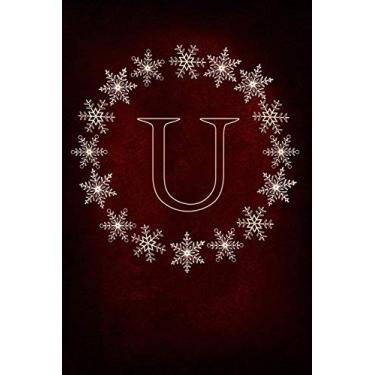 Imagem de U: Monogram Initial Notebook Journal with Magical Snowflake Red Cover