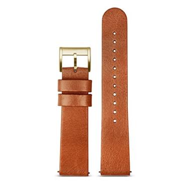Imagem de DFAMIN Pulseira de relógio minimalista retro pulseira de liberação rápida marrom escuro pulseira de couro genuíno macio 18mm 20mm 22mm pulseiras de relógio (cor: marrom dourado, tamanho: 18mm)