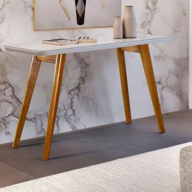 Imagem de Aparador Slim Com Tampo de Vidro e Madeira Maciça Moveis Mix