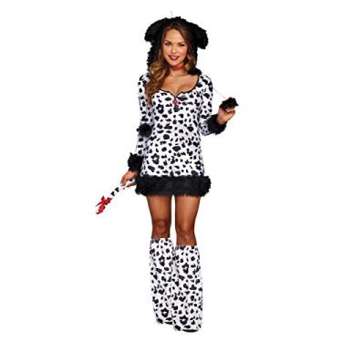Imagem de Dreamgirl Fantasia de Dálmata para adultos, fantasia feminina de Halloween dálmata querida, Branco, Large