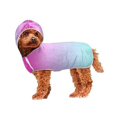 Imagem de Toalha feminina roxa e azul ombré para animais de estimação roupão de banho lavável à máquina toalhas de cachorro com capuz para secar cães e gatos