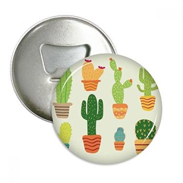 Imagem de Vaso planta cacto suculentas padrão abridor de garrafa redondo pinos ímã de geladeira crachá botão presente 3 peças