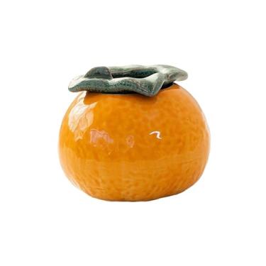 Imagem de IEUDNS Recipiente de vaso de flores, decoração de cerâmica em formato de laranja, vaso de planta interno para prateleira, decoração interna de jardim, pequeno