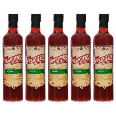 Imagem de Kit 5 Licores de Banana Paratiense 500 ml Creme Fino Nacional Tradicional Coquetéis Exóticos Sobremesas Lembrancinha Presente Natal
