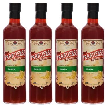 Imagem de Kit 4 Licores de Banana Paratiense 500 ml Creme Fino Nacional Tradicional Coquetéis Exóticos Sobremesas Lembrancinha Presente Natal