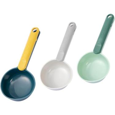 Imagem de 3 unidades de colheres de cozinha de copo de plástico para alimentos, colheres de cozinha com clipe, colher de copo com alça longa, para vasilhas, farinha, pós, alimentos secos, doces, milho pop/407
