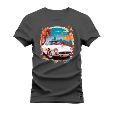 Imagem de Camiseta Plus Size Agodão T-Shirt Unissex Premium Macia Estampada Carro Paisagem Grafite G2