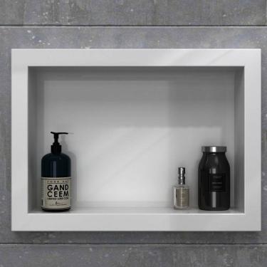 Imagem de Nicho para Banheiro Mármore Sintético 45,2x10x33cm Móveis Bosi Branco