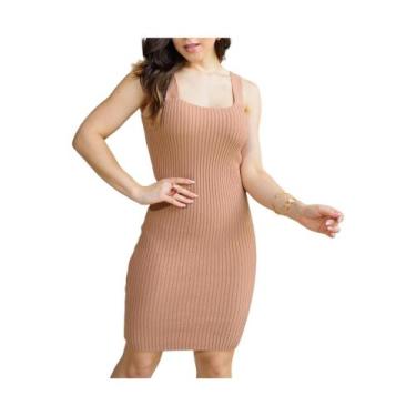 Imagem de Vestido Feminino Tricot Modal Canelado Efeito Modelador De Alças - Gal