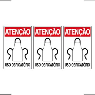 Imagem de Combo 3 Placas De Sinalização Atenção Avental Uso Obrigatório 20x30 Ekomunike - S-207/1 F9e