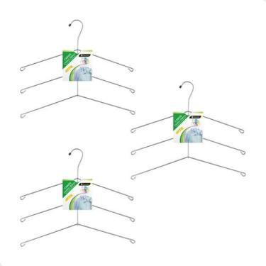 Imagem de 3 Cabides Triplo Para Camisa Camiseiro Aço Cromado - Passerini