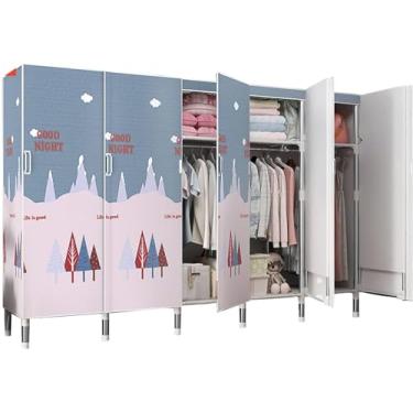 Imagem de Guarda-roupa de lona, ​​guarda-roupa grande de tecido com trilho suspenso, prateleiras, capa de tecido, para quarto, sala de estar, b, 205x50x172cm