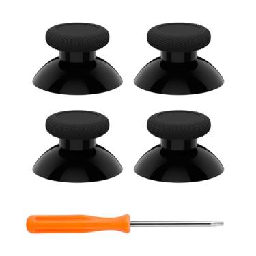 Imagem de eXtremeRate Joystick de controle de substituição para Xbox One – 4 peças originais pretos polegares analógicos peças para Xbox Series X/S, Xbox One S/X, controle Elite com kit de reparo de chave de fenda
