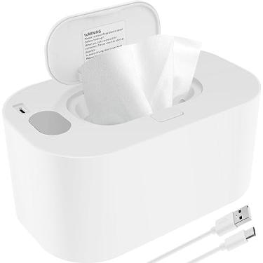 Imagem de Aquecedor de lenços umedecidos com termostato, aquecedor de lenços umedecidos alimentado por USB, dispensador portátil de lenços umedecidos de capacidade, evita a secagem, reutilizável para