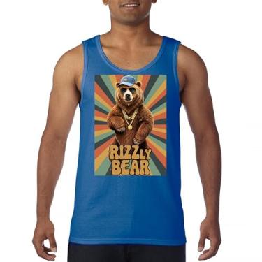 Imagem de Camiseta regata divertida Rizzly Bear Charisma Pun Charming Meme Grizzly Flirting Smooth Talker Dating Confidence Men's Top, Azul, 3G