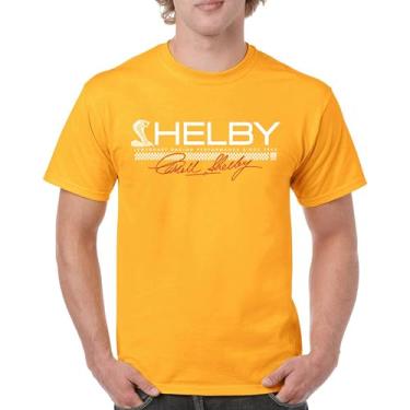 Imagem de Camiseta masculina Shelby Legendary Racing Performance Since 1962 Mustang Cobra GT Muscle Car GT500 Powered by Ford, Amarelo, 3G