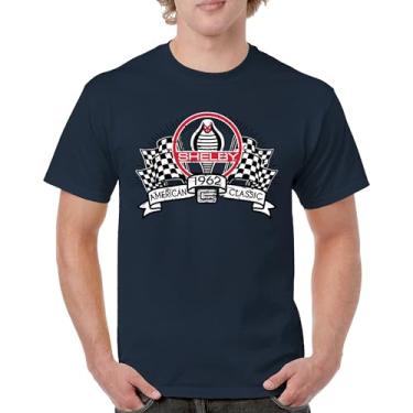 Imagem de Camiseta masculina Shelby American Classic Vintage Mustang Cobra Racing GT500 GT350 Muscle Car Powered by Ford 1962, Azul marinho, 5G