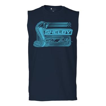 Imagem de Camiseta masculina com logotipo Aqua Shelby Cobra American Muscle Car Legendary Mustang GT500 Performance Powered by Ford, Azul marinho, P
