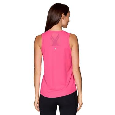 Imagem de RBX Camiseta feminina ativa para treino com painéis de malha respirável, regata de secagem rápida para academia e corrida com tamanhos plus size, Flor de cerejeira rosa, GG