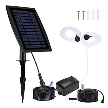 Imagem de Bomba de ar solar para lagoa de peixes, cabo de extensão de 10 + 3 m, saída de 20 horas, 3 modos, mangueiras e pedra bolha, aerador de oxigenador alimentado por energia solar borbulhador para pequenos lagos de carpas