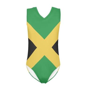 Imagem de Gzzxiailg Collant infantil de ginástica para dança, balé, uniforme de treino, roupa de banho de secagem rápida, body inteiro, Bandeira da Jamaica, 3-4