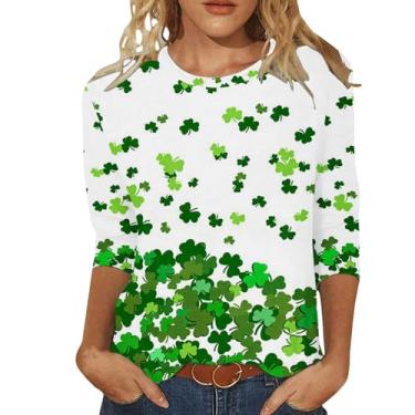 Imagem de Camiseta feminina de São Patrício Shamrock Lucky camisetas túnica verde festival irlandês, Amarelo, G