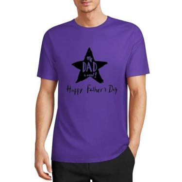 Imagem de CHAIKEN&CAPONE Camiseta divertida para o dia dos pais, presente engraçado para o pai, masculino, gola drapeada, manga curta, algodão, Estilo roxo claro, 5G
