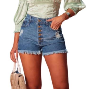 Imagem de Shorts Jeans Feminino Destroyed Botões Lumini 2045-Feminino