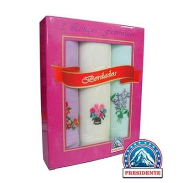 Imagem de Lenços Presidente 3 Unidades BDD Bordados - 100% algodão-Masculino