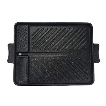 Imagem de CHYIR Assadeira retangular antiaderente estilo coreano sem fumaça para churrasqueira para churrasco interno e externo