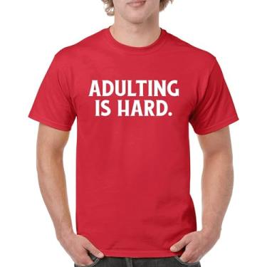 Imagem de Camiseta Adulting is Hard Funny Adult Life Do Not recommend Humor Parenting Responsibility 18th Birthday Men's Tee, Vermelho, M