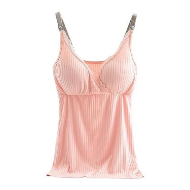 Imagem de Regata feminina com sutiã embutido, alças finas, gola V, sexy, renda, colete de malha lisa, rosa, XXG