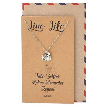 Imagem de Quan Jewelry Linda joia vintage em miniatura para homens e mulheres, viva a vida ao máximo, presentes fotográficos (colar - para melhores amigos) - 100% feito à mão