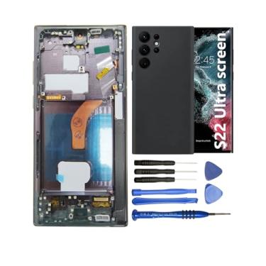 Imagem de Substituição de tela para Samsung Galaxy S22 Ultra 5G S908E S908E/DS S908U S908W S908B/DS 6,8 polegadas com moldura e capa traseira Display Touch Digitizer Assembly (preto)