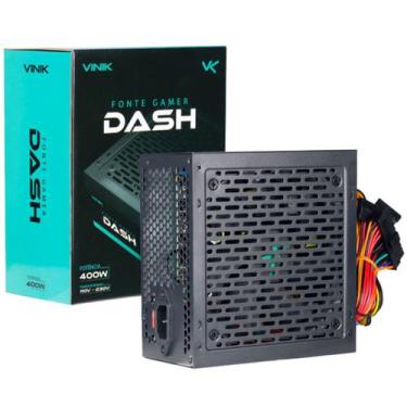 Imagem de Fonte Gamer 400W Atx Vinik Dash, Bivolt Manual, Preto - Vfg400wp