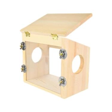 Imagem de WeiLaiKeQi Casa de hamster de madeira, gaiola de paisagismo, brinquedo pequeno, cabana, acessórios para pequenos animais de estimação, hamsters sírios