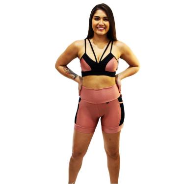 Imagem de Shorts Cirre com bolso colorida detalhe em tela arrastão DA modas-Feminino