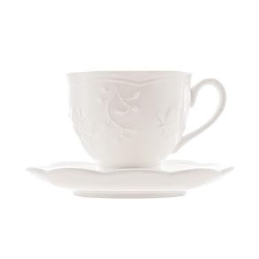 Imagem de Xícara de Chá com Pires de Porcelana New Bone Butterfly Flower 100ml - Lyor