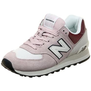 Imagem de New Balance T nis unissex adulto 574 V2 com cadar o, Rosa/amarelo, 12 Women/10.5 Men