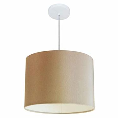 Imagem de Lustre Pendente Cilíndrico Cúpula Tecido 40x30 cm, Vivare Iluminação, Pendente4146 LP, Palha, Médio